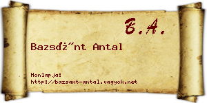 Bazsánt Antal névjegykártya